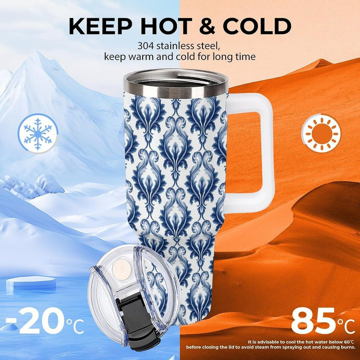 Leakproof Tumbler Vacuum Sealed Car Holder Friendly For Travel Simple Minimalist White Poppy Flower Pattern Coffee Mug Light Rose Red-style-27 - Colors C