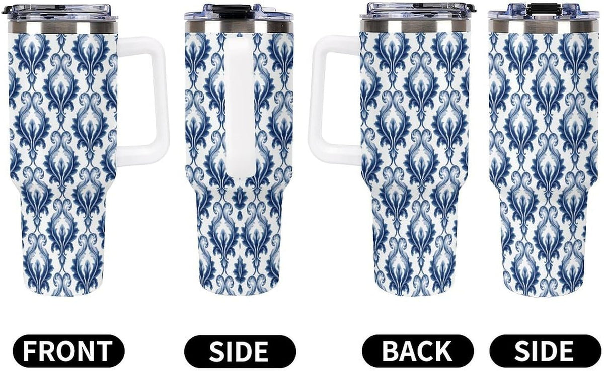Leakproof Tumbler Vacuum Sealed Car Holder Friendly For Travel Simple Minimalist White Poppy Flower Pattern Coffee Mug Light Rose Red-style-27 - Colors C