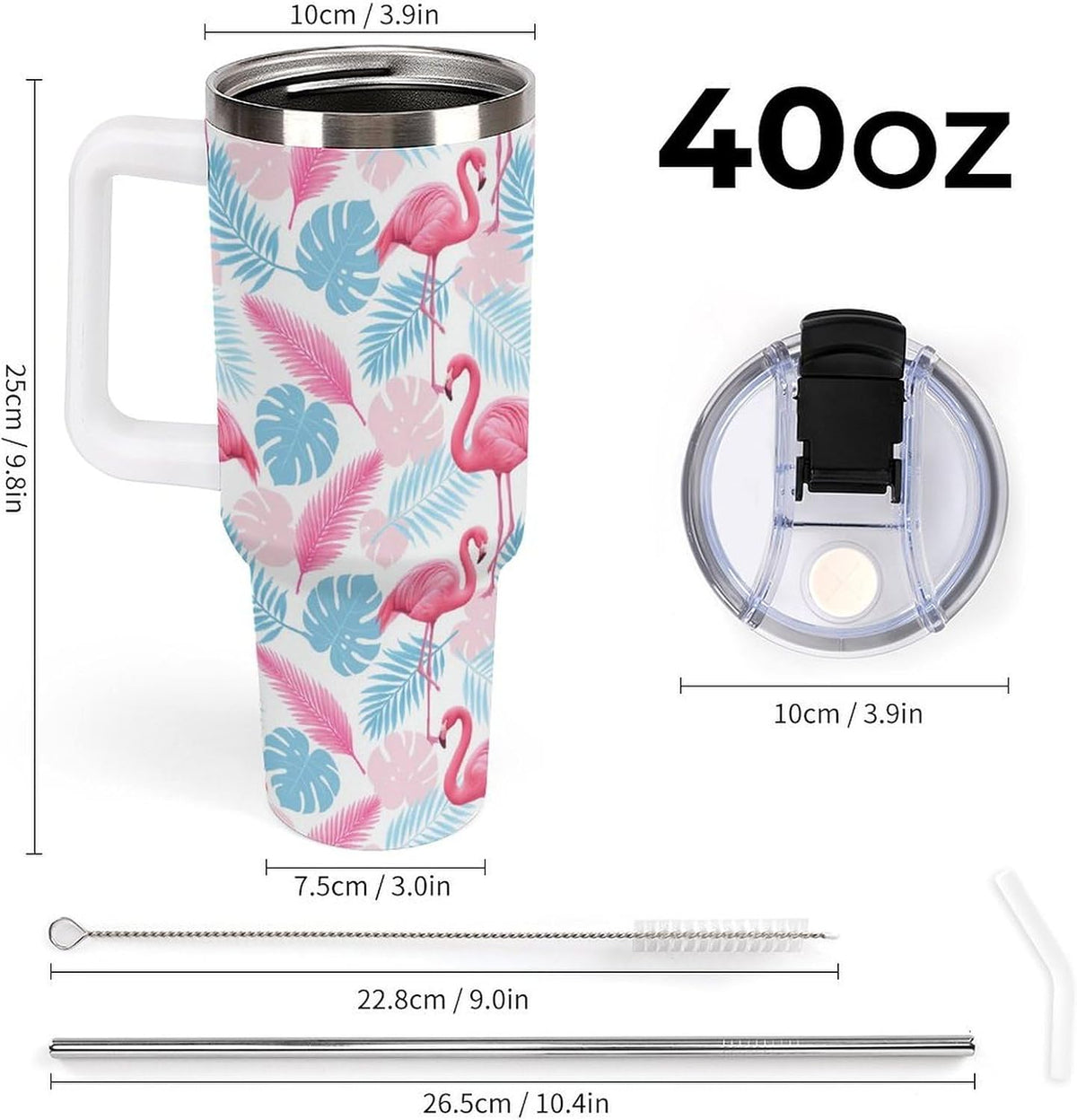 Leakproof Tumbler Vacuum Sealed Car Holder Friendly For Travel Simple Minimalist White Poppy Flower Pattern Coffee Mug Light Rose Red-style-27 - Colors C