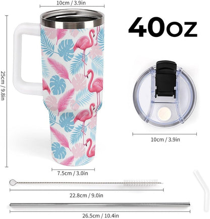 Leakproof Tumbler Vacuum Sealed Car Holder Friendly For Travel Simple Minimalist White Poppy Flower Pattern Coffee Mug Light Rose Red-style-27 - Colors C