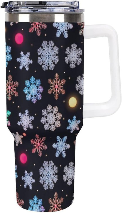 Leakproof Tumbler Vacuum Sealed Car Holder Friendly For Travel Simple Minimalist White Poppy Flower Pattern Coffee Mug Light Rose Red-style-27 - Colors C