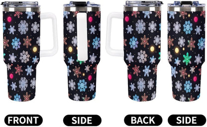 Leakproof Tumbler Vacuum Sealed Car Holder Friendly For Travel Simple Minimalist White Poppy Flower Pattern Coffee Mug Light Rose Red-style-27 - Colors C