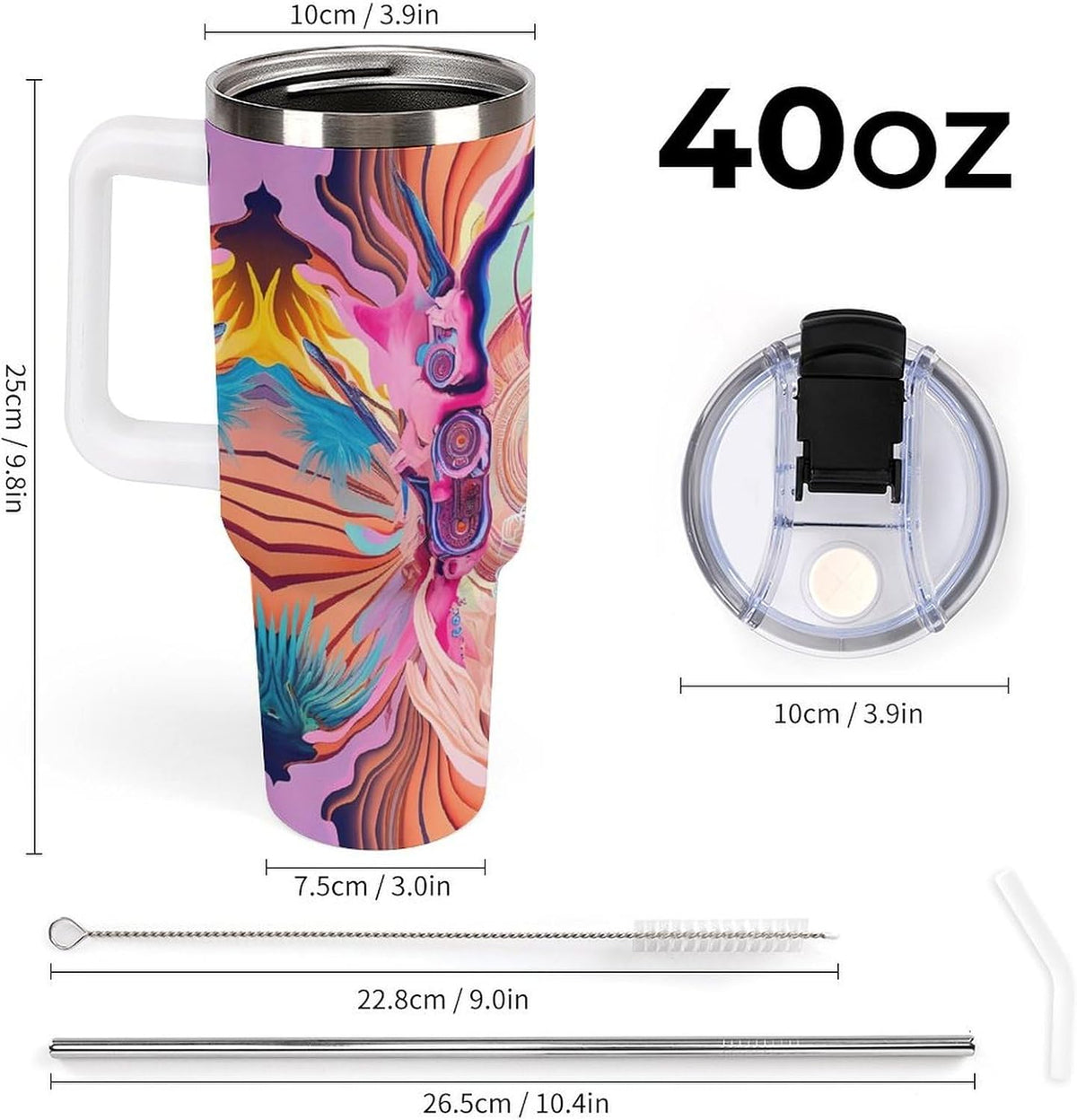 Leakproof Tumbler Vacuum Sealed Car Holder Friendly For Travel Simple Minimalist White Poppy Flower Pattern Coffee Mug Light Rose Red-style-27 - Colors C