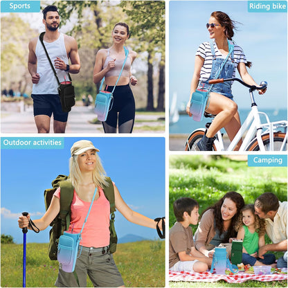 Water Bottle Carrier Bag with Phone Pocket Compatible with Stanley/Meoky 40 oz Tumbler with Handle,Water Bottle Holder Pouch with Adjustable Strap Compatible with Stanley Cup Accessories