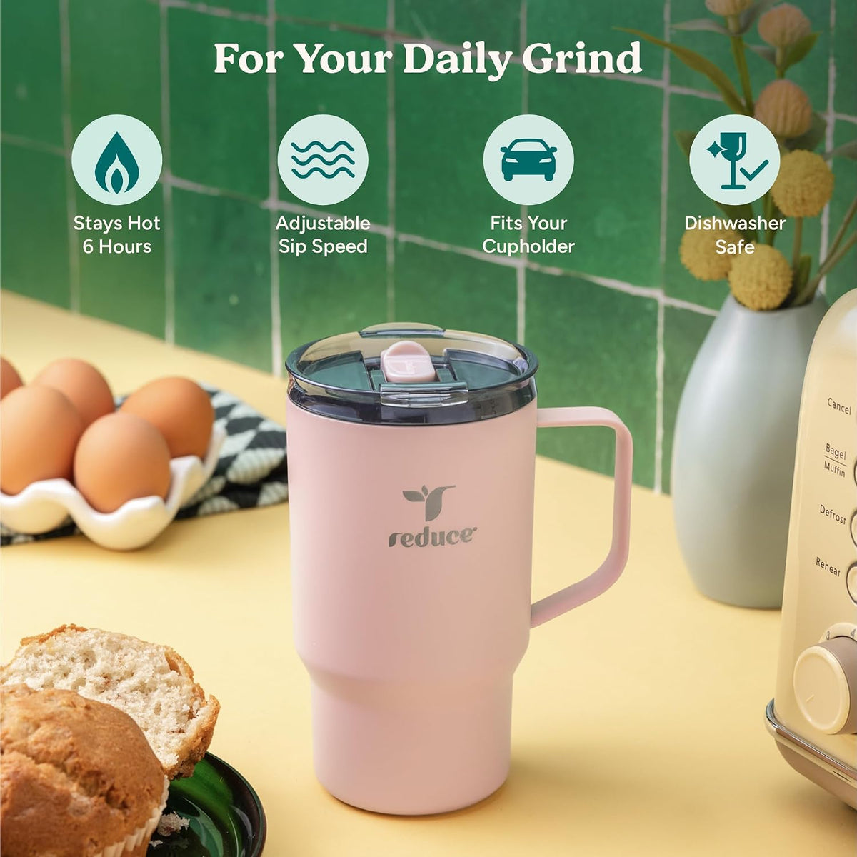 Hot1 18 oz Insulated Stainless Steel Mug - Temperature Adjusting Lid