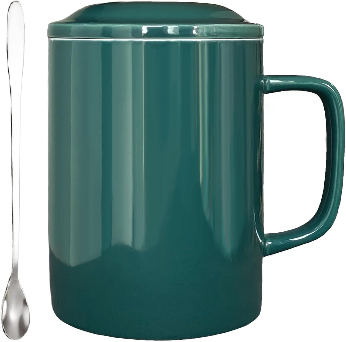 Oversized Ceramic Coffee Mugs 33 oz with Lid and Spoon Pink | 1000ml Giant Tea Mug Microwave & Dishwasher Safe For Office Home Hot Cold Drinks