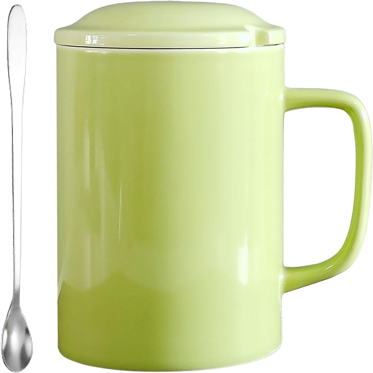 Oversized Ceramic Coffee Mugs 33 oz with Lid and Spoon Pink | 1000ml Giant Tea Mug Microwave & Dishwasher Safe For Office Home Hot Cold Drinks
