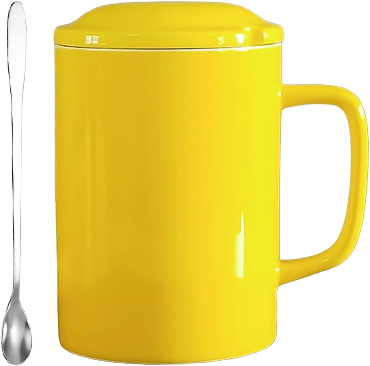 Oversized Ceramic Coffee Mugs 33 oz with Lid and Spoon Pink | 1000ml Giant Tea Mug Microwave & Dishwasher Safe For Office Home Hot Cold Drinks