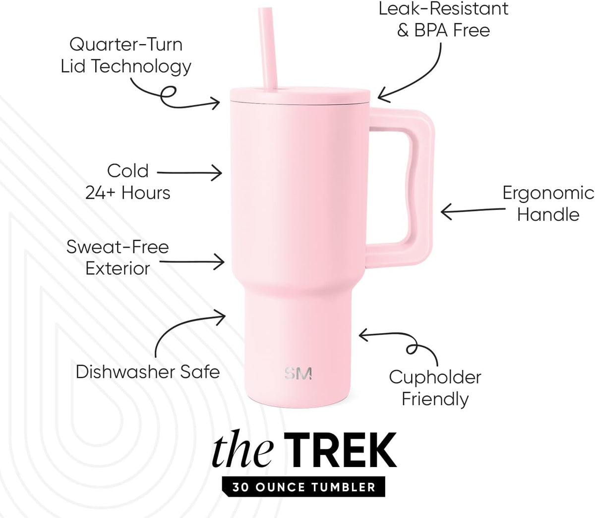 Tumbler with Handle and Straw | 30oz | Tie Dye | Trek Tumbler, Travel Mug | Insulated Water Bottle, Cupholder Friendly, Stainless Steel Cup | Ocean Tide - Colors B