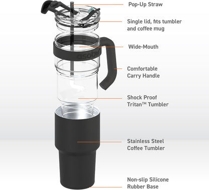 Ultimate Ceramic Travel Mug, 12oz Insulated Stainless Steel Coffee Cup with Handle & Splash-Resistant Lid, Ceramic Lined for Pure Taste, BPA-Free, Double-Wall Vacuum for Hot Drinks
