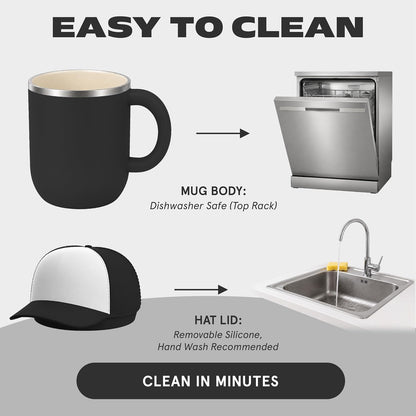 Ultimate Ceramic Travel Mug, 12oz Insulated Stainless Steel Coffee Cup with Handle & Splash-Resistant Lid, Ceramic Lined for Pure Taste, BPA-Free, Double-Wall Vacuum for Hot Drinks
