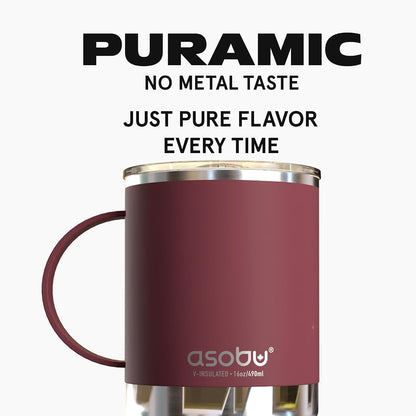 Ultimate Ceramic Travel Mug, 12oz Insulated Stainless Steel Coffee Cup with Handle & Splash-Resistant Lid, Ceramic Lined for Pure Taste, BPA-Free, Double-Wall Vacuum for Hot Drinks