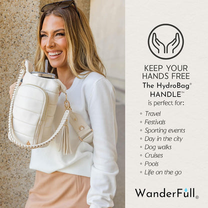 HydroBag Handle®, Vegan Leather Hands-Free Crossbody 40 Oz Water Bottle Carrier w/Strap Bundle