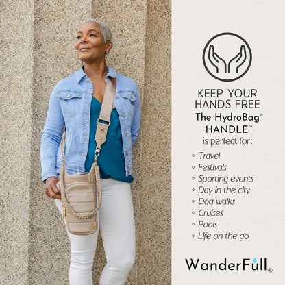 HydroBag Handle®, Vegan Leather Hands-Free Crossbody 40 Oz Water Bottle Carrier w/Strap Bundle