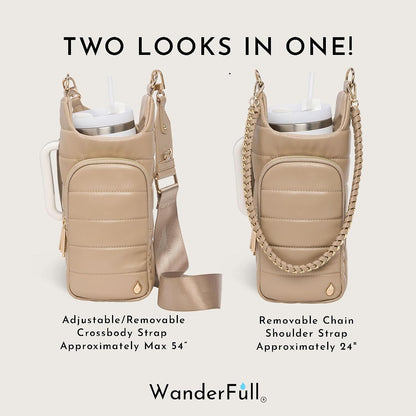 HydroBag Handle®, Vegan Leather Hands-Free Crossbody 40 Oz Water Bottle Carrier w/Strap Bundle