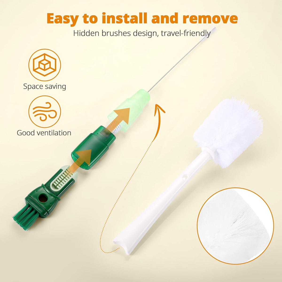 Bottle Brush Cleaning Set, 5-in-1 Cup Cleaner Brush