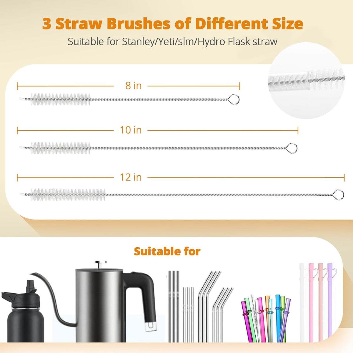 Bottle Brush Cleaning Set, 5-in-1 Cup Cleaner Brush