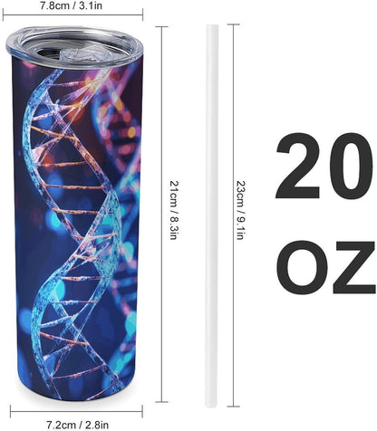 20oz Travel Coffee Mug DNA Genetic Helix Tumbler with Lid And Straws 304 Stainless Steel Double Walled Vacuum Thermal Cup for Hot Cold Drinks Insulated Tumbler for Women Men Water Bottle