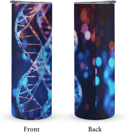 20oz Travel Coffee Mug DNA Genetic Helix Tumbler with Lid And Straws 304 Stainless Steel Double Walled Vacuum Thermal Cup for Hot Cold Drinks Insulated Tumbler for Women Men Water Bottle