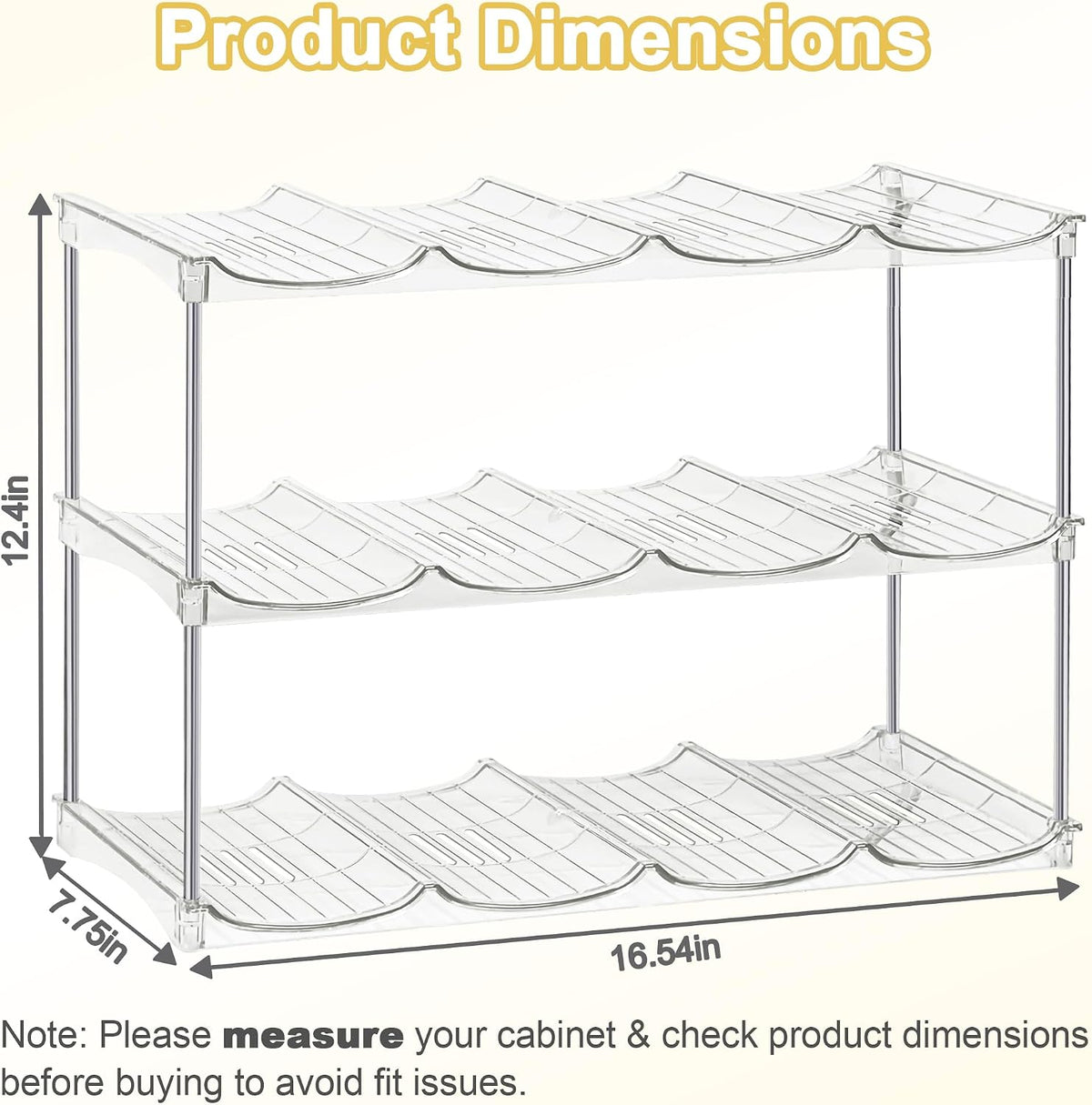 Stackable Water Bottle Organizer for Cabinet - Large Tumbler Organizer