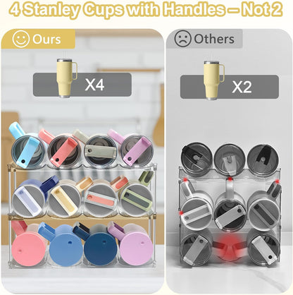 Stackable Water Bottle Organizer for Cabinet - Large Tumbler Organizer