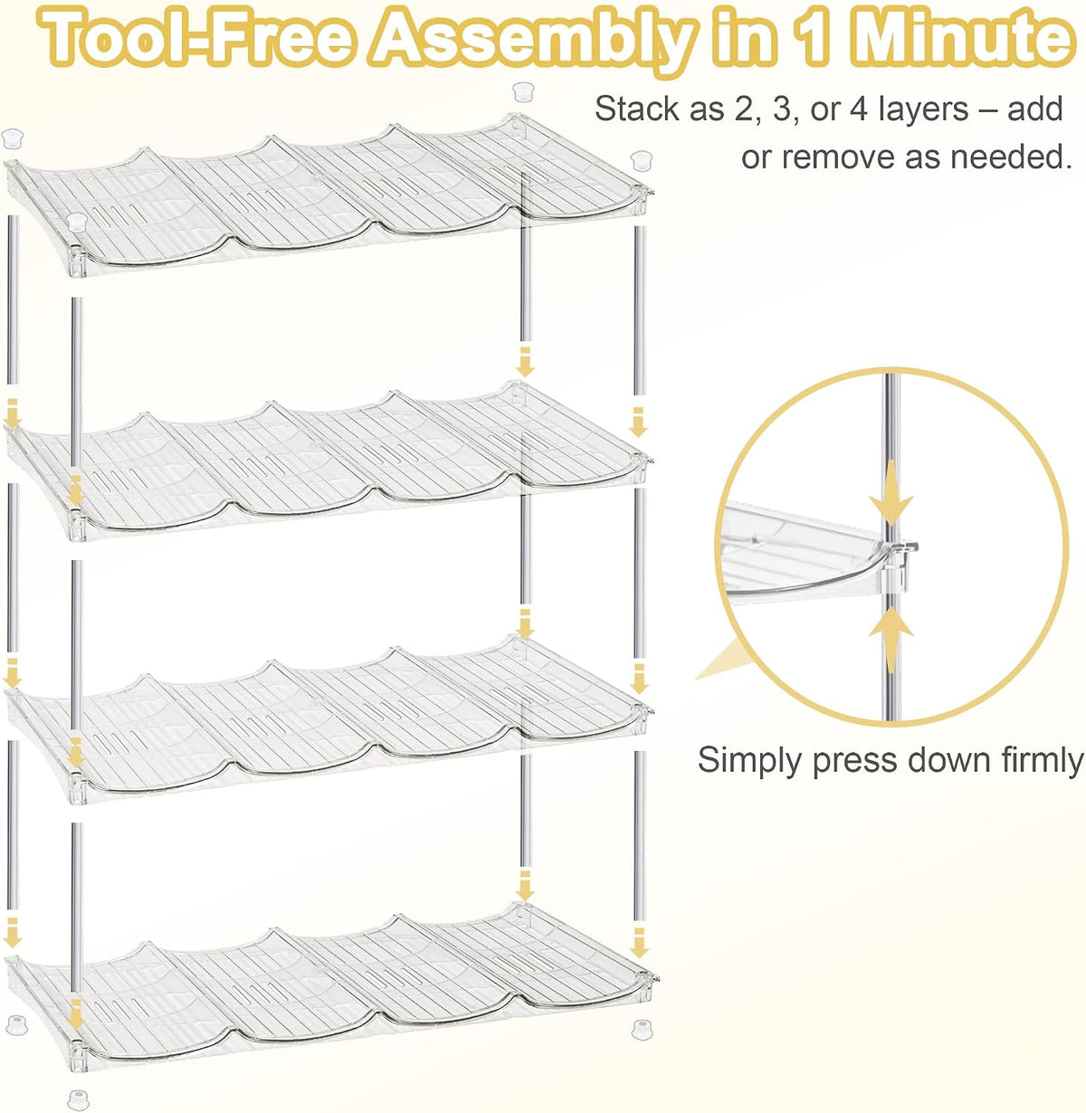 Stackable Water Bottle Organizer for Cabinet - Large Tumbler Organizer