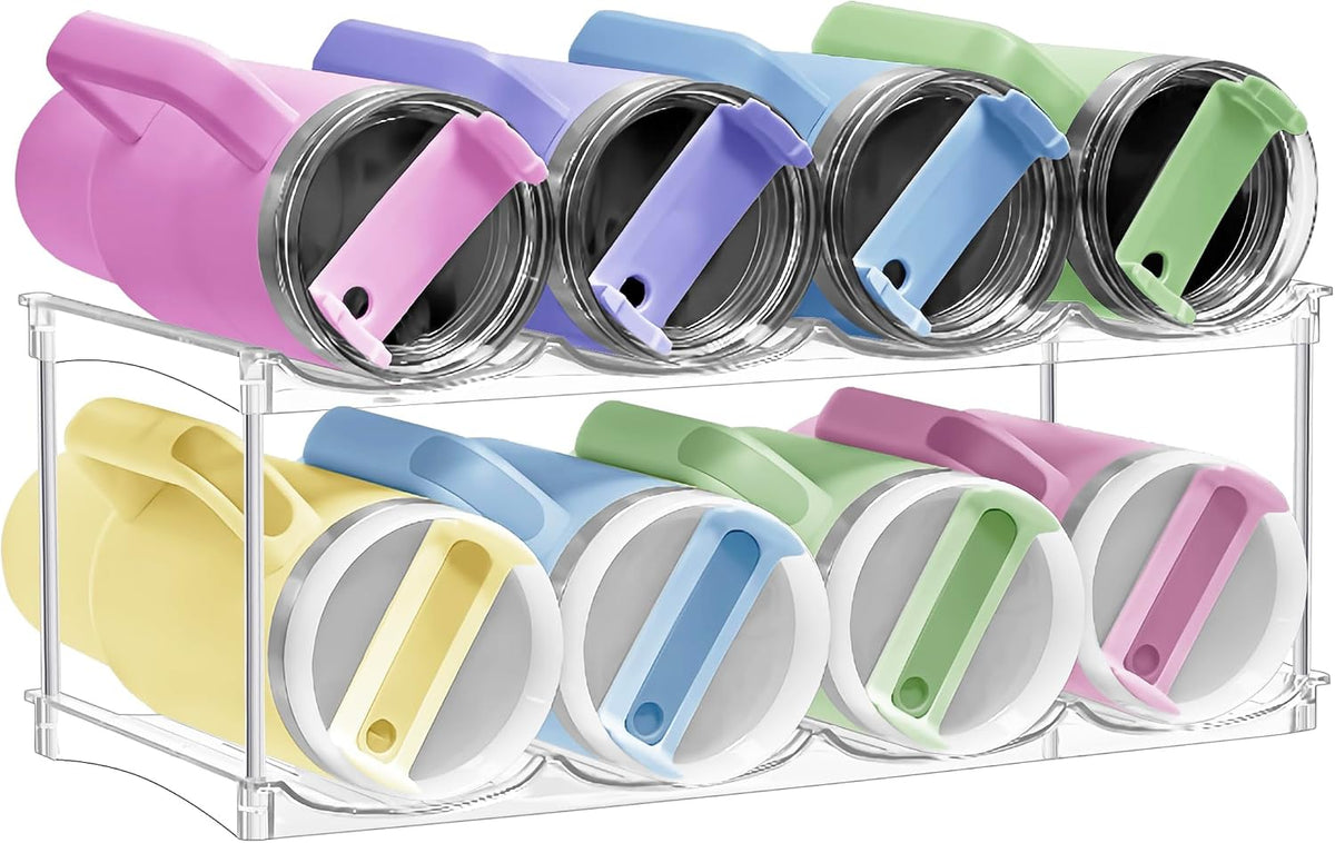 Stackable Water Bottle Organizer for Cabinet - Large Tumbler Organizer