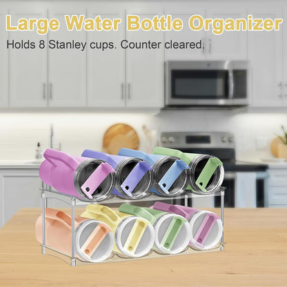 Stackable Water Bottle Organizer for Cabinet - Large Tumbler Organizer