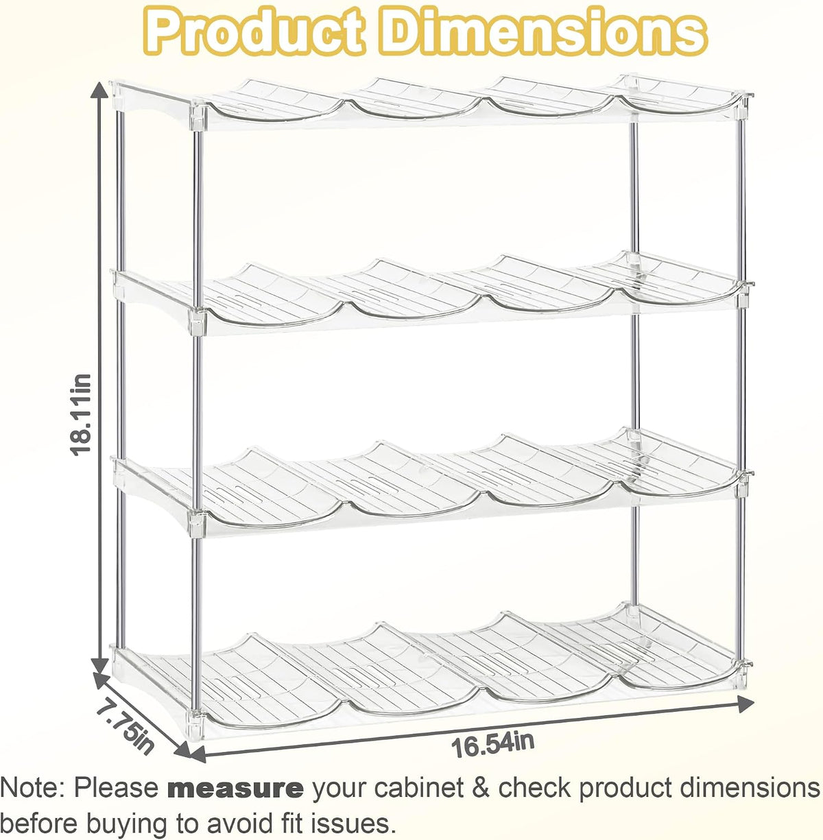 Stackable Water Bottle Organizer for Cabinet - Large Tumbler Organizer
