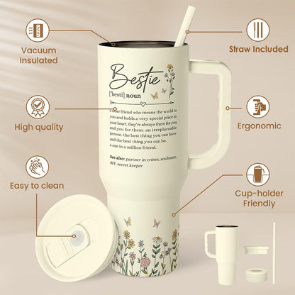Floral Tumbler with Handle 40oz, Stainless Steel Insulated Tumblers Coffee Travel Mug Cup with Straw, Flower Coffee Cup Gifts for Women Girls, Gift for Her on Christmas Birthday Mothers Day