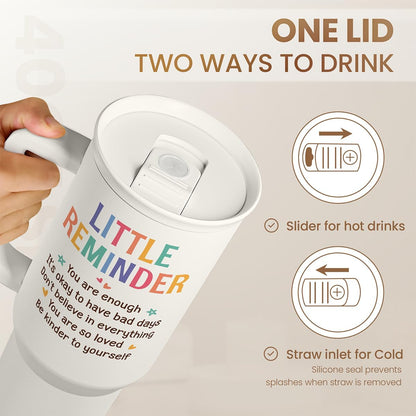 Floral Tumbler with Handle 40oz, Stainless Steel Insulated Tumblers Coffee Travel Mug Cup with Straw, Flower Coffee Cup Gifts for Women Girls, Gift for Her on Christmas Birthday Mothers Day