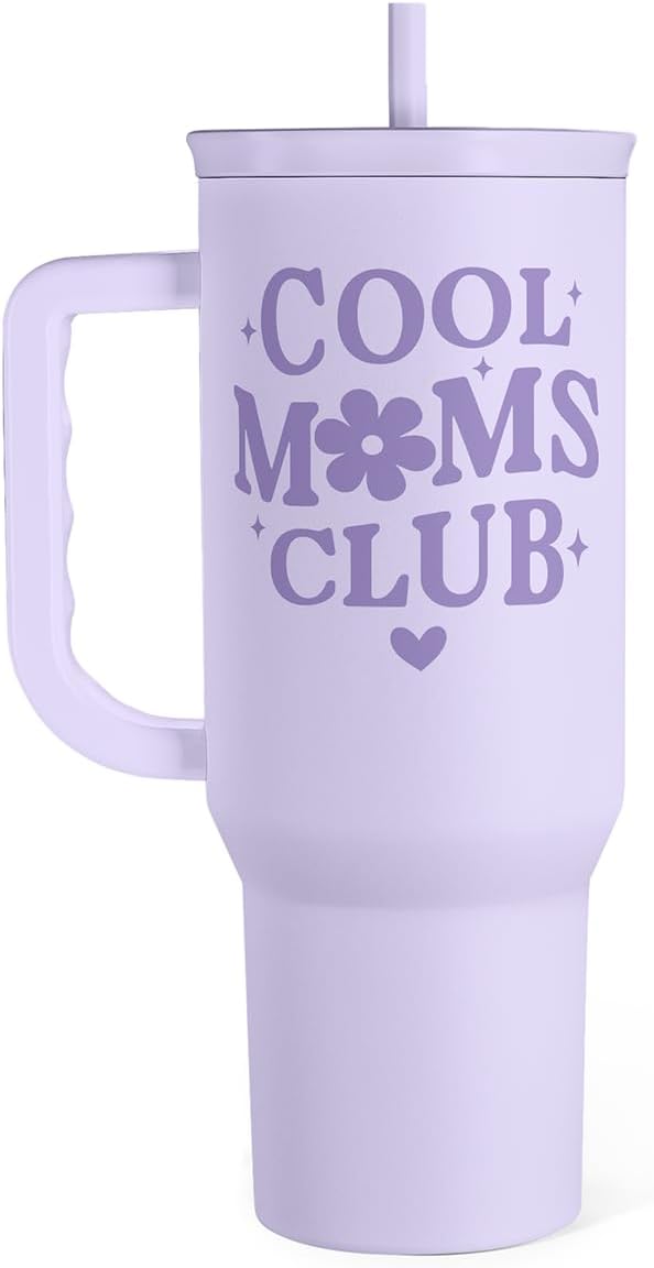 Floral Tumbler with Handle 40oz, Stainless Steel Insulated Tumblers Coffee Travel Mug Cup with Straw, Flower Coffee Cup Gifts for Women Girls, Gift for Her on Christmas Birthday Mothers Day