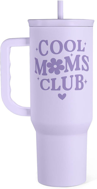 Floral Tumbler with Handle 40oz, Stainless Steel Insulated Tumblers Coffee Travel Mug Cup with Straw, Flower Coffee Cup Gifts for Women Girls, Gift for Her on Christmas Birthday Mothers Day