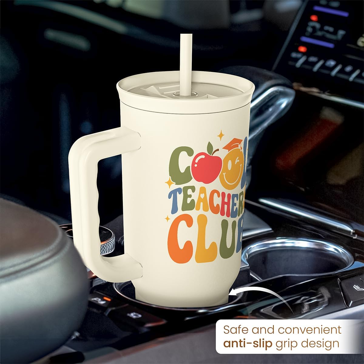 Floral Tumbler with Handle 40oz, Stainless Steel Insulated Tumblers Coffee Travel Mug Cup with Straw, Flower Coffee Cup Gifts for Women Girls, Gift for Her on Christmas Birthday Mothers Day