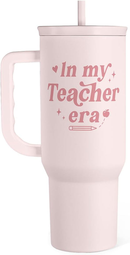 Floral Tumbler with Handle 40oz, Stainless Steel Insulated Tumblers Coffee Travel Mug Cup with Straw, Flower Coffee Cup Gifts for Women Girls, Gift for Her on Christmas Birthday Mothers Day