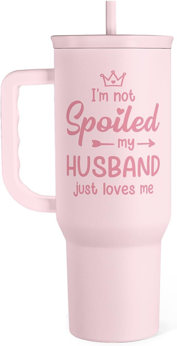 Floral Tumbler with Handle 40oz, Stainless Steel Insulated Tumblers Coffee Travel Mug Cup with Straw, Flower Coffee Cup Gifts for Women Girls, Gift for Her on Christmas Birthday Mothers Day