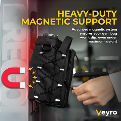 Magnetic Gym Bag with Strong Phone Mount - Magnetic Water Bottle Holder - Gym Water Bottle Bag for Men and Women - Crossbody Sling Pouch (Black)