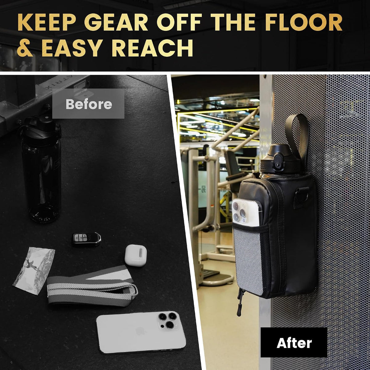 Magnetic Gym Bag for Men, Magnetic Gym Water Bottle Bag