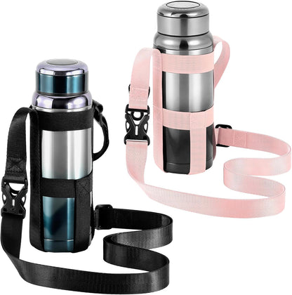 Water Bottle Holder With Strap, 2 Pack, 20-40 oz, Black+Black - Colors B