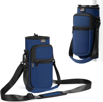 Water Bottle Holder With Strap, 2 Pack, 20-40 oz, Black+Black - Colors B