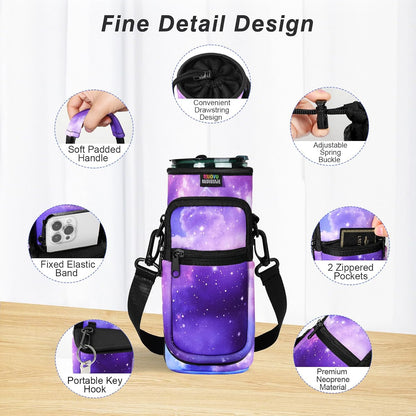 Water Bottle Holder With Strap, 2 Pack, 20-40 oz, Black+Black - Colors B