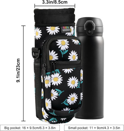 Water Bottle Holder With Strap, 2 Pack, 20-40 oz, Black+Black - Colors B