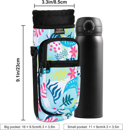 Water Bottle Holder With Strap, 2 Pack, 20-40 oz, Black+Black - Colors B