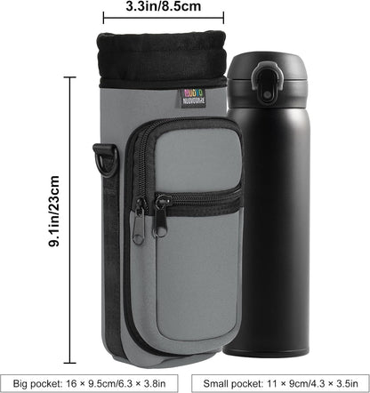 Water Bottle Holder With Strap, 2 Pack, 20-40 oz, Black+Black - Colors B
