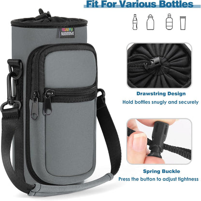 Water Bottle Holder With Strap, 2 Pack, 20-40 oz, Black+Black - Colors B