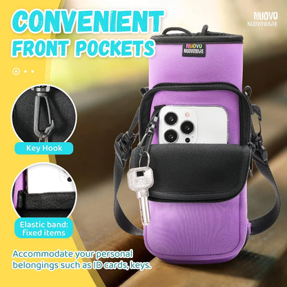 Water Bottle Holder With Strap, 2 Pack, 20-40 oz, Black+Black - Colors B