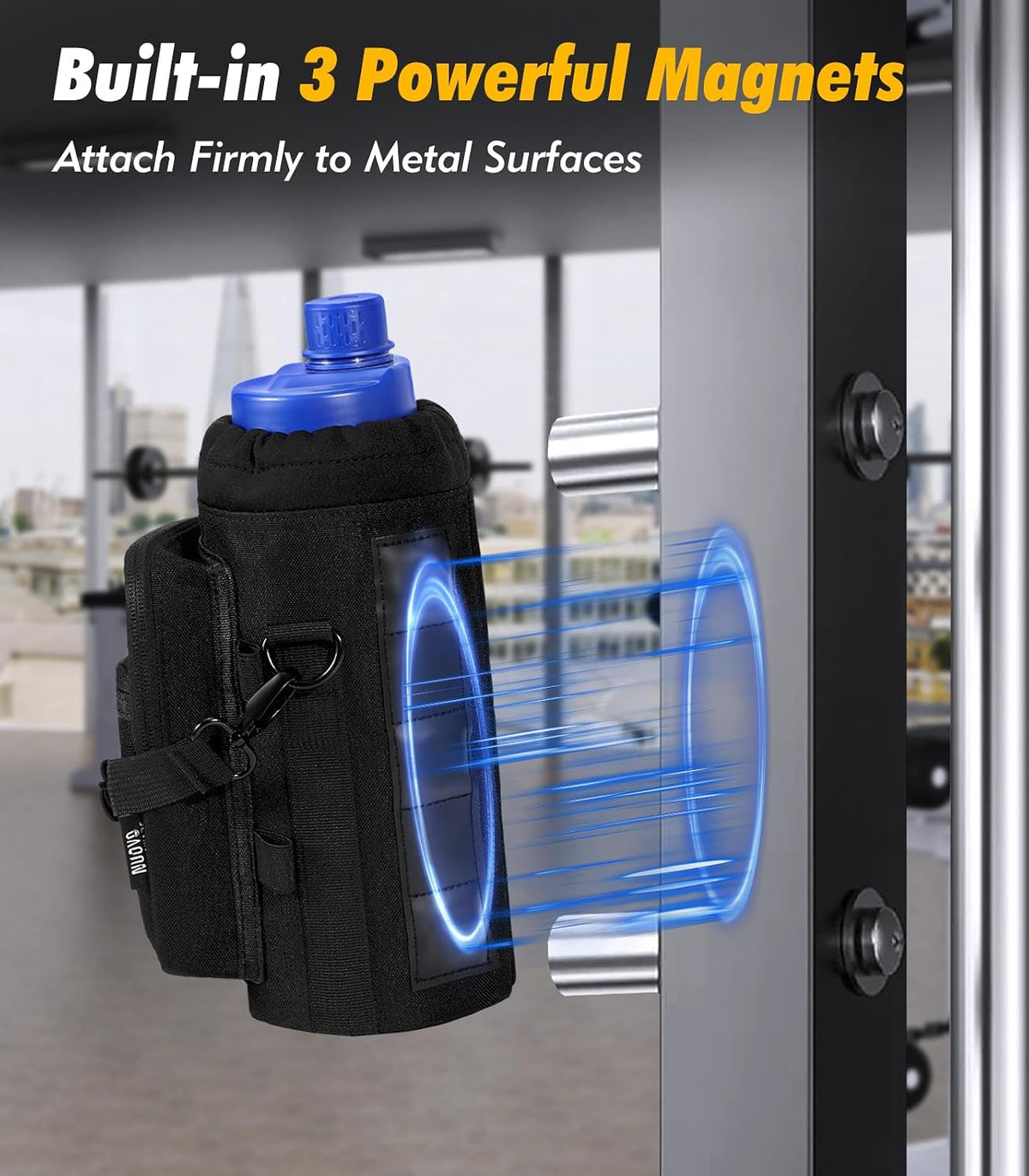 Water Bottle Holder With Strap, 2 Pack, 20-40 oz, Black+Black - Colors B