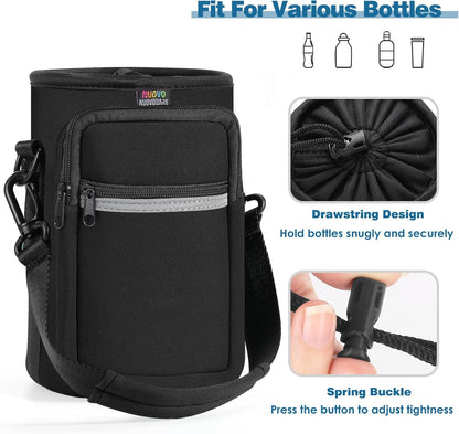 Water Bottle Holder With Strap, 2 Pack, 20-40 oz, Black+Black - Colors B