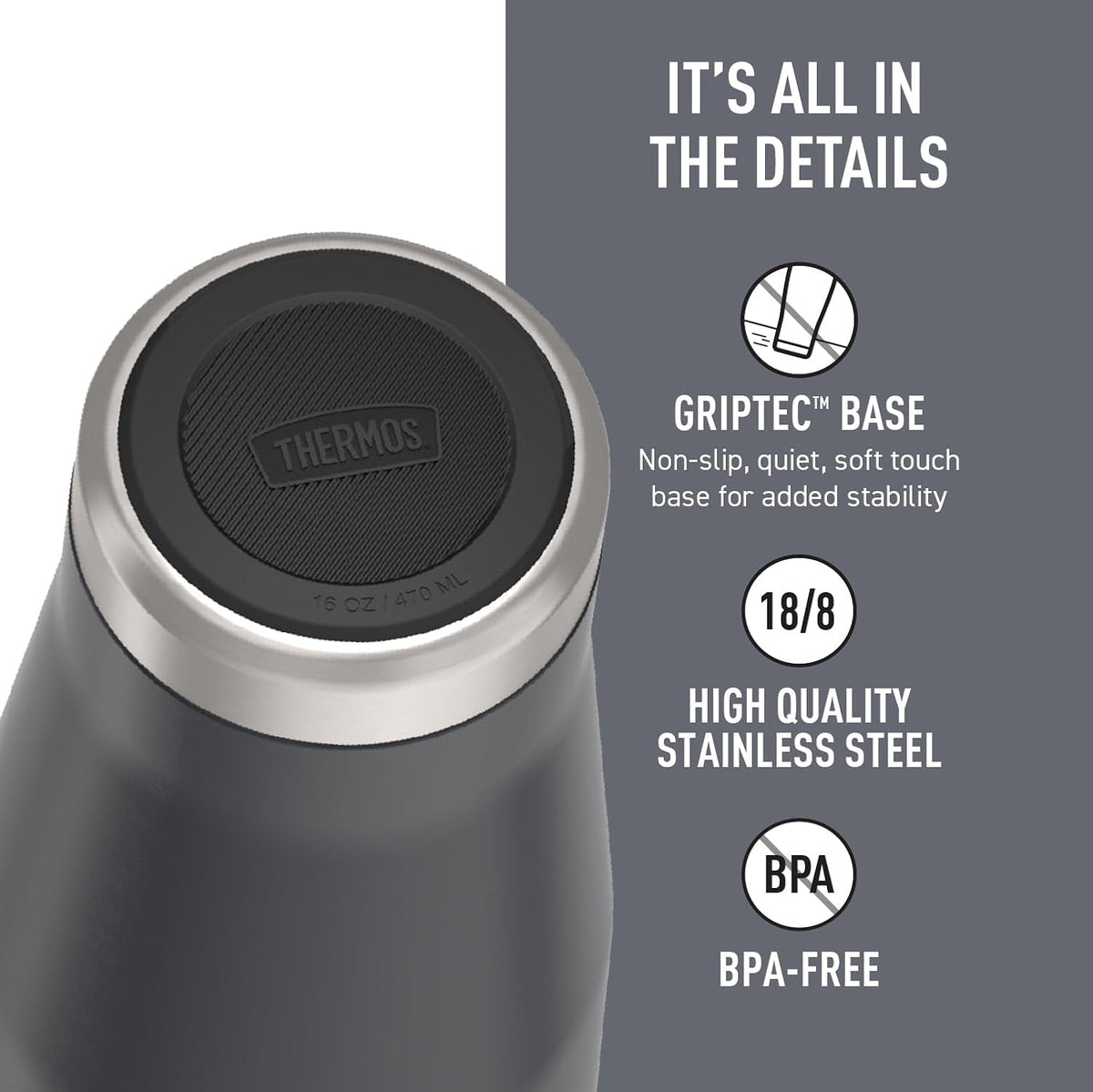 ICON SERIES, Stainless Steel Mug, Granite, 16 oz