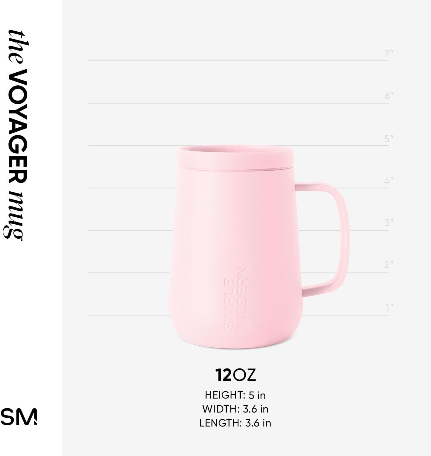 Voyager Signature Mug | Travel Coffee Tumbler with 360° Lid and Handle | Ceramic-Lined Insulated Stainless Steel Iced Cold Brew Cup | 12oz, Almond Birch